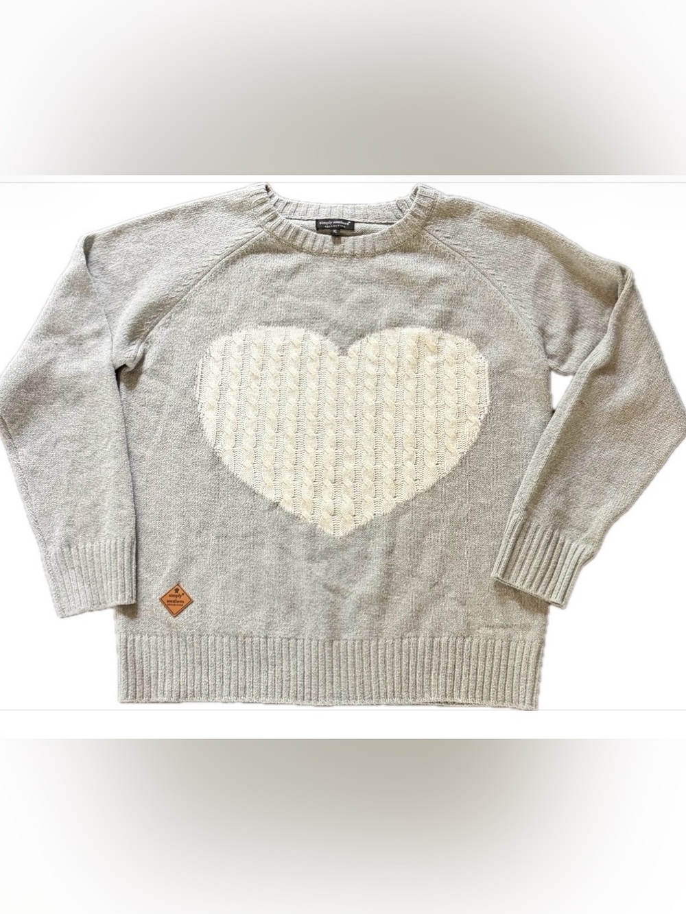 Simply Southern Cable Knit Heart Sweater Sz XL